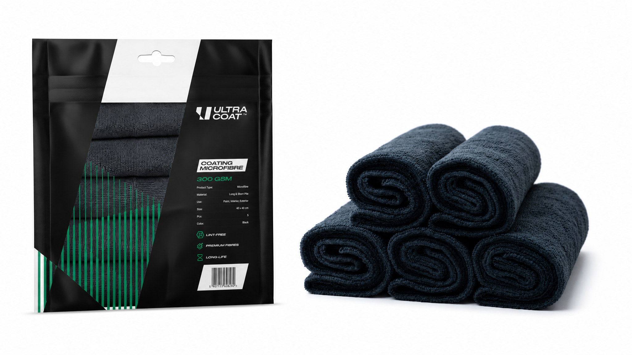 Ultracoat Coating Microfibre Black 5-pakk