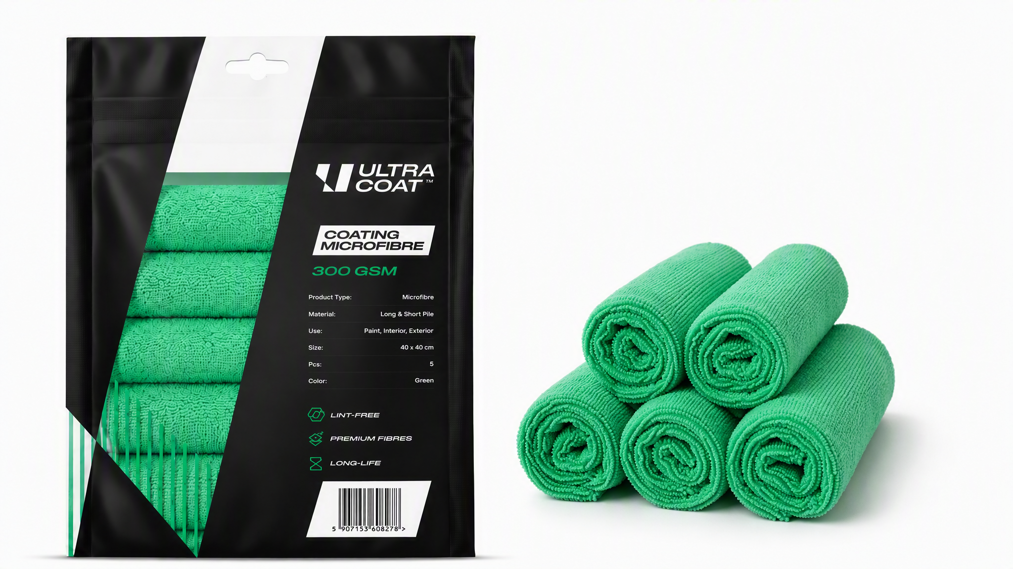 Ultracoat Coating Microfibre Green 5-pakk